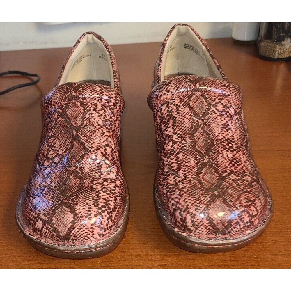 BOC Born Concept Peggy Womens Size 9.5 Pink Brown Faux Snakeskin Clogs Shoes